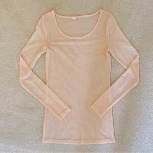 Baby Pink Sheer Long Sleeve Shirt - size small/medium